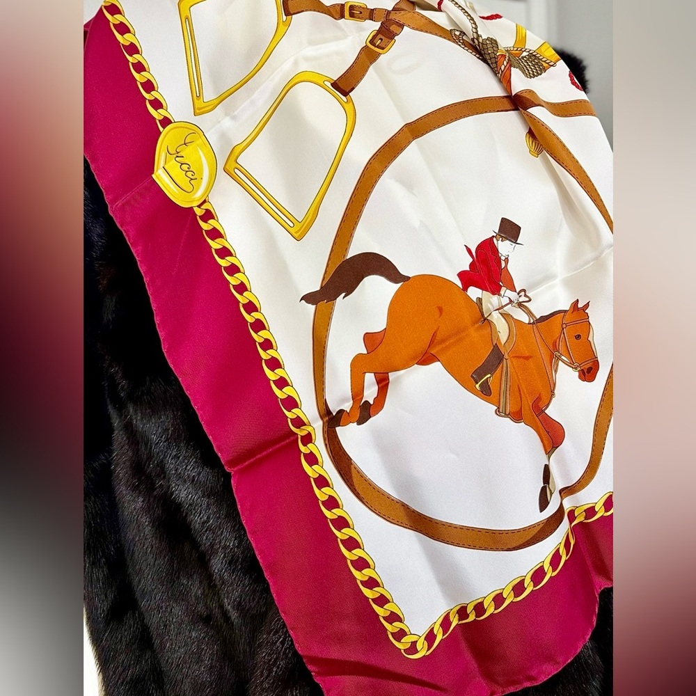 Vintage Gucci Equestrian Silk Scarf - Picture 2 of 2